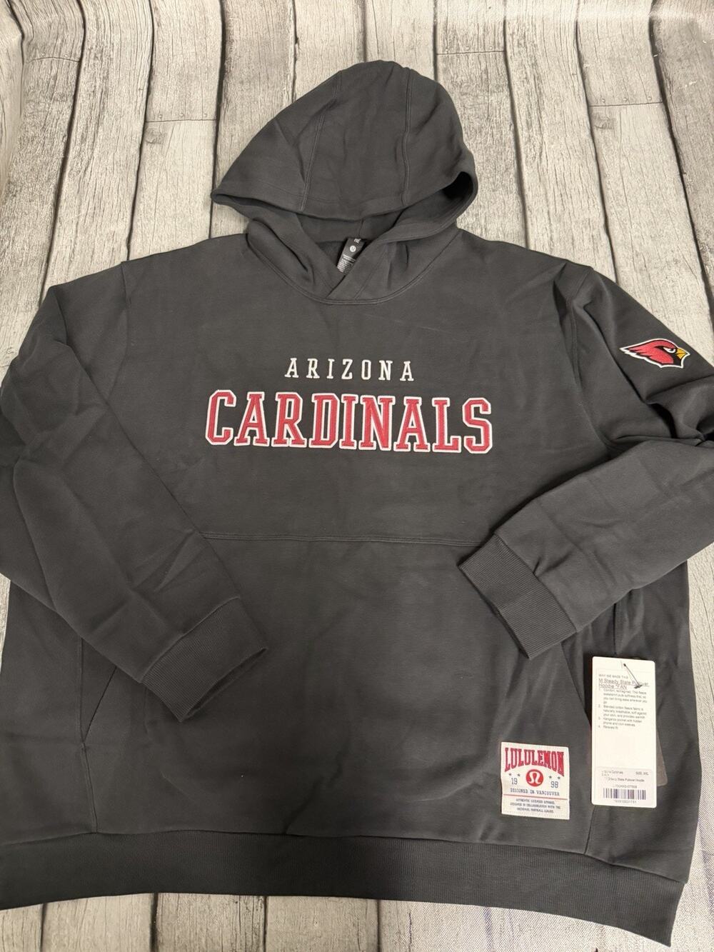 NWT Men's lululemon Black Arizona Cardinals Steady State Pullover Hoodie XXL 2X